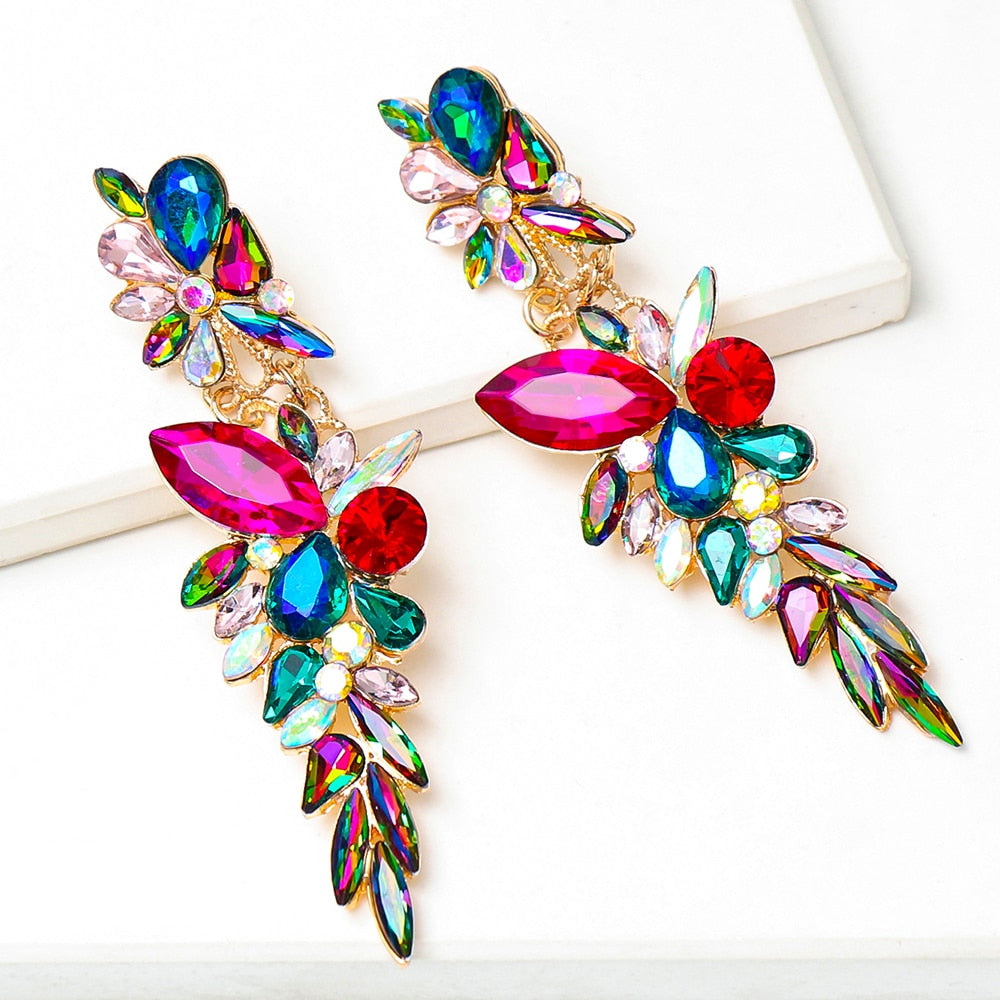 New Colorful Rhinestone Earrings High Quality Crystal Drop Earring