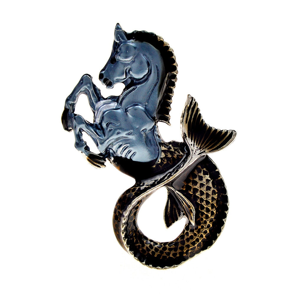 Enamel Horse and Fish Brooches