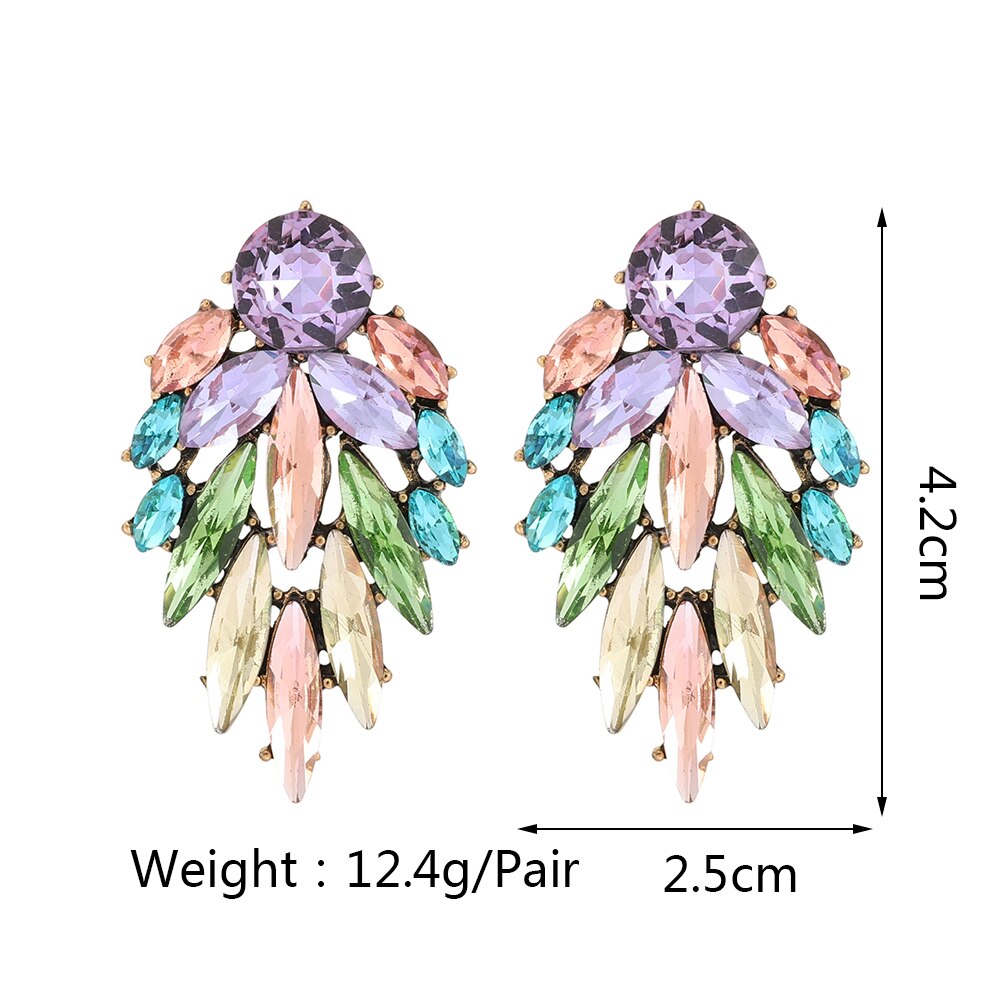 Korean Fashion Colorful Leaf Shape Large Stud Earrings