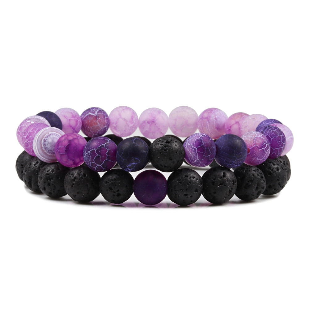 Fashion Natural Purple Weathered Stone Charm Bracelet Malachite Bangles Women Men