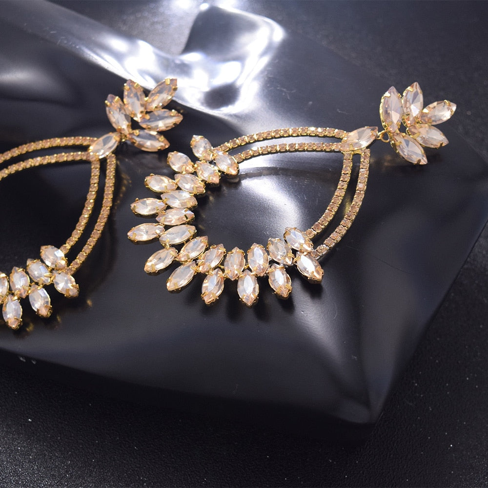 12cm rhinestones women big drop earrings