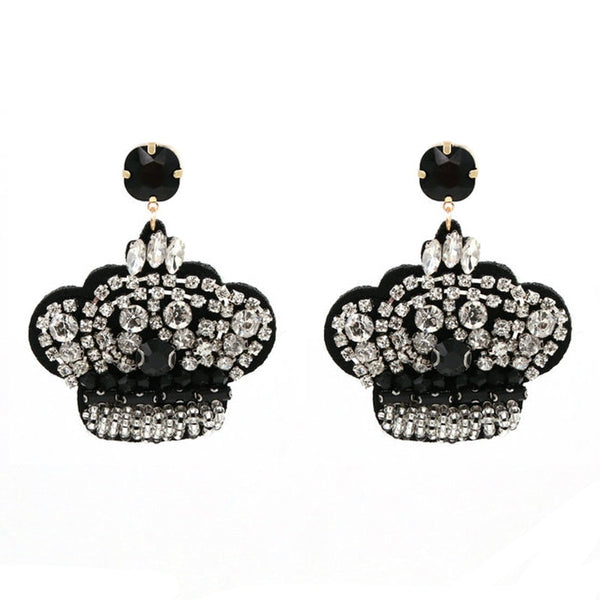 New Jewelry Crown Drop Earrings Luxury Rhinestone Earrings For Women