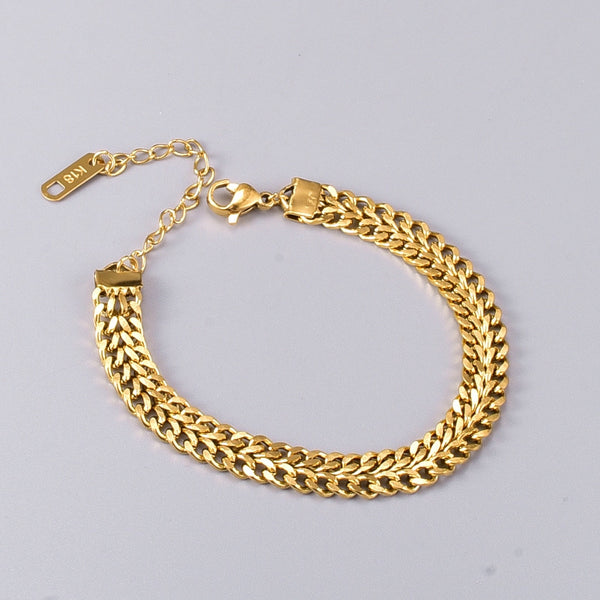 Stainless Steel Bracelet High Quality Gold Color Heavy Metal Texture Bracelet for Women