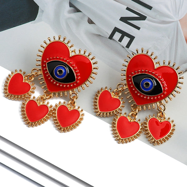 Pendant Heart Lovely Sweet Jewelry For Women Charm Enamel Eye Earrings