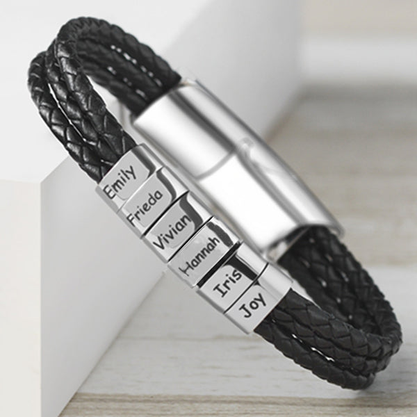 Hand-Woven Multi-layer  Stainless Steel Braided Leather Bracelet