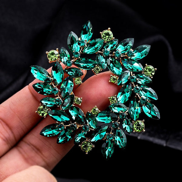 3 Color Crystal Wreath Flower Brooch Wholesale Fashion Brooches For Women