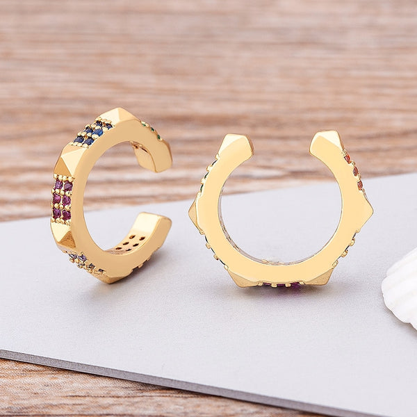 New Fashion Simple Design Rainbow Clip Earrings For Women