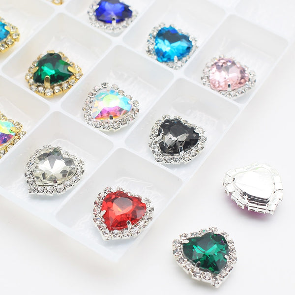 20pcs/18MM Heart shape Sewing Buttons Glass Crystal with Rhinestone Buttons