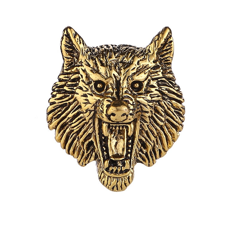 New Vintage Wolf Head Metal Brooch Pin Suit Coat Badge Animal Lapel Pins Fashion Brooches