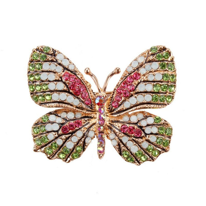 Zinc Alloy Butterfly Brooch Woman Clothing Rhinestone Brooch For Women