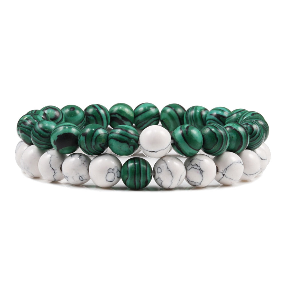 Fashion Natural Purple Weathered Stone Charm Bracelet Malachite Bangles Women Men