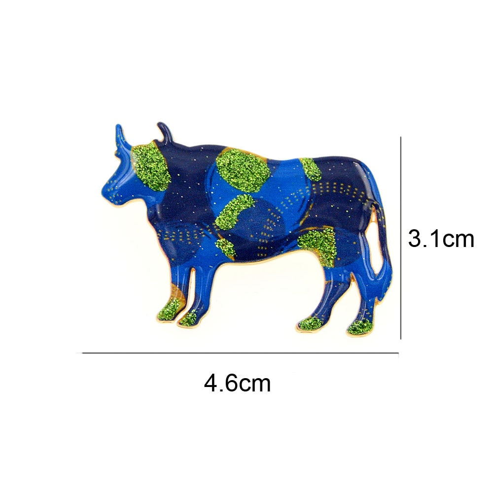 Enamel Bull Brooch Cattle Brooches Women And Men