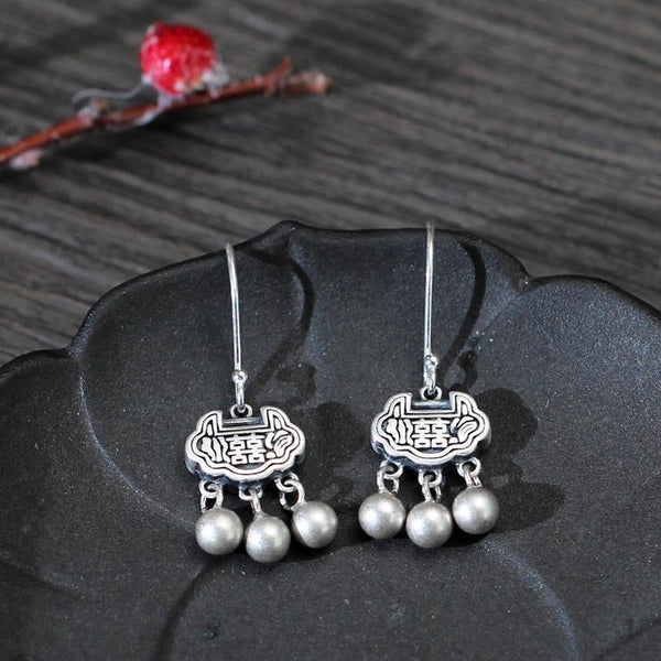 Silver high-quality temperament exquisite round bead earrings