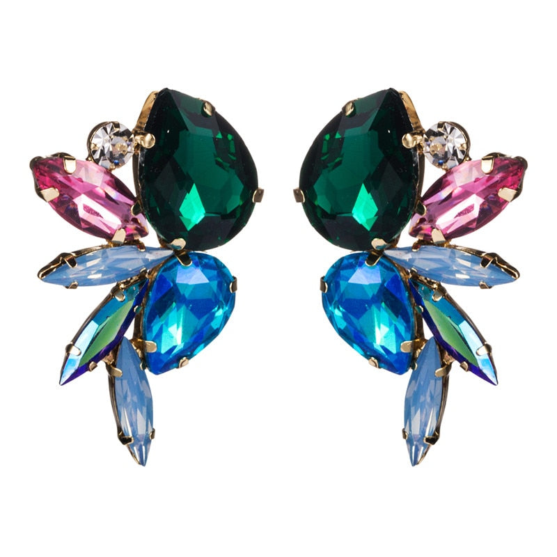 Fashion Colorful Rhinestone Earrings Women Bohemian Geometric Dangle Earring