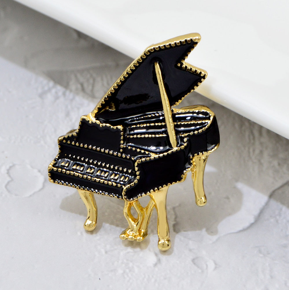 Enamel Tripod Piano Brooch Musical Instrument Design Jewelry