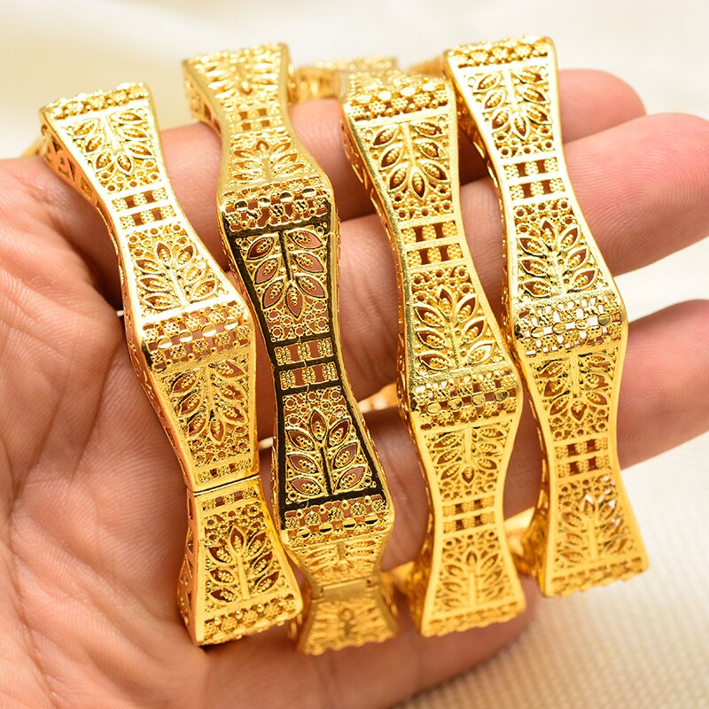 Dubai Arabic Kuwait Bamboo festival Gold Color Bangles Bracelets For women