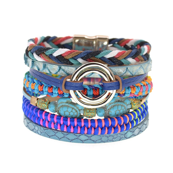 women bracelet Leather bracelets bohemia colorful beaded charm bracelets