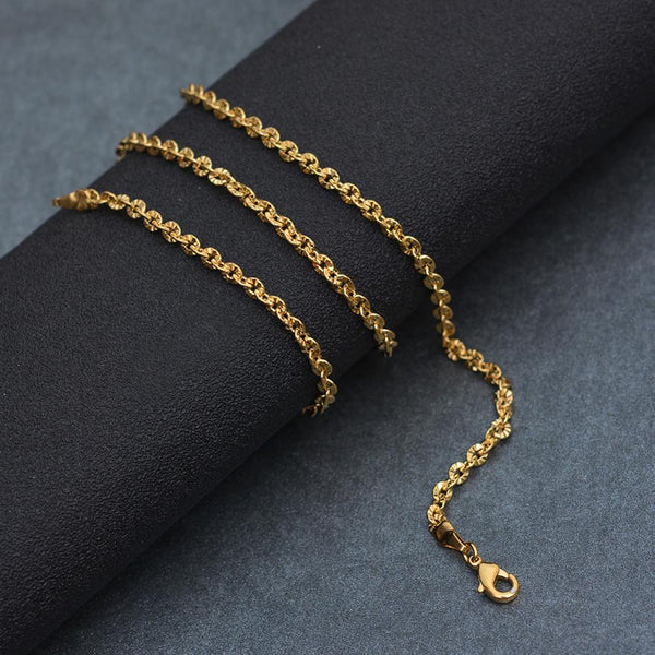 Link Chains Necklaces for Women Girls Gold Color Ethnic Shining Jewelry Trendy Gifts