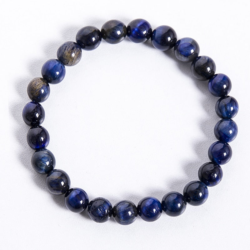 8mm Natural Lapis Lazuli Tiger Eye Stone Beaded Knotted Necklace