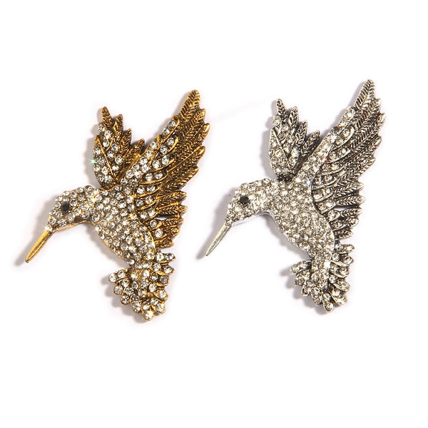 10Pcs 48mm Wild Goose Bird Appliques Crystal Metal Rhinestone Buttons