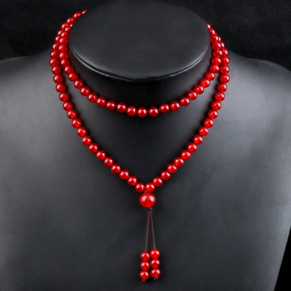 108Mala Natural Stone Red Beads Yin Yang Beads Bracelets Necklaces For Men Women