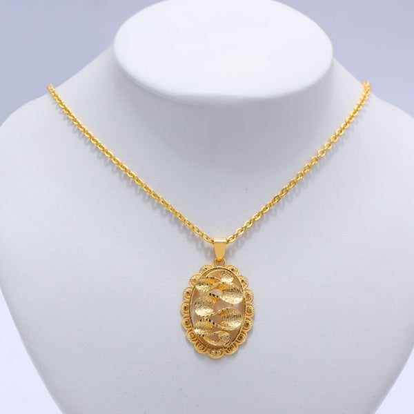 Ethiopian Jewelry Gold Color Flower Wedding Necklaces Pendant  For Man Women