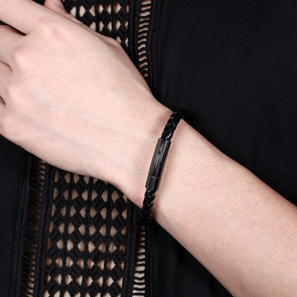 Simple Braided Genuine Leather Men Bracelet Women