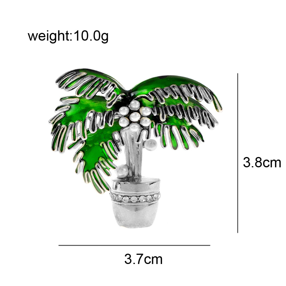 Enamel Coconut Tree Brooch Cute Fashion Plant Pin Women And Men