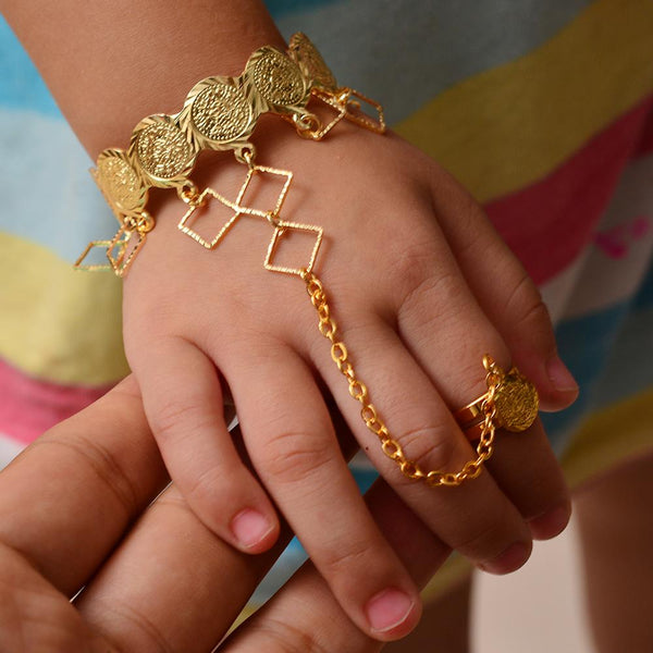 Gold Color Copper Coin Baby Bangles For Kids Cild Dubai Israel Jewelry