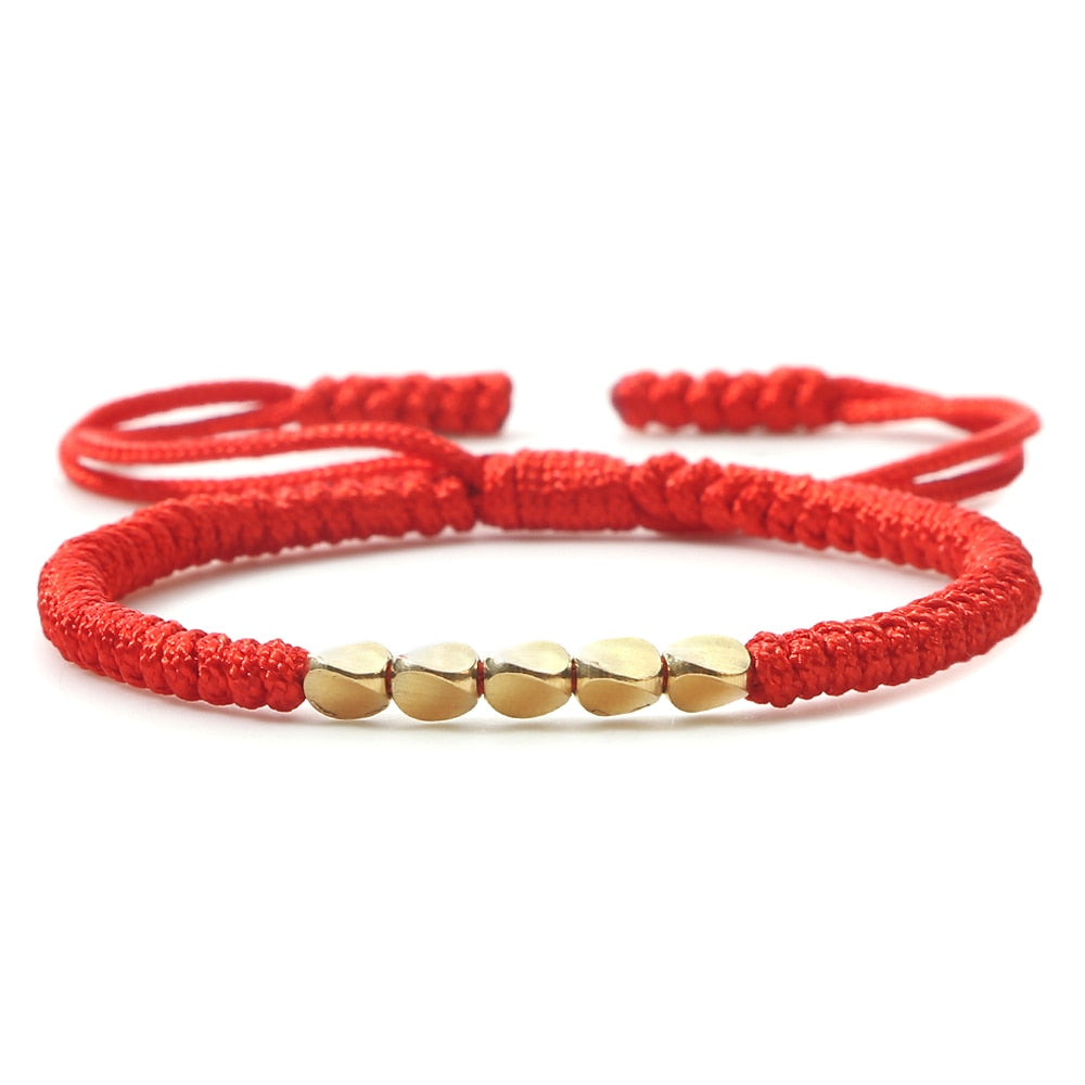 2pcs/set Handmade Woven Thread Rope Irregular Copper Beads Bracelets Women Men