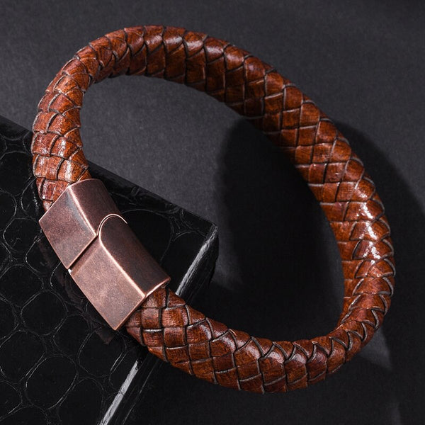 Vintage Jewelry Brown Braided Leather Bracelet for Men