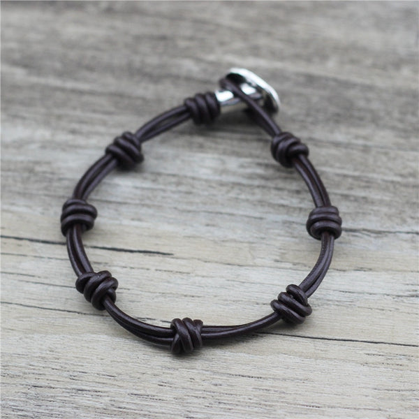 Fashion Jewelry Wrap Handmade DIY Simple Design Unisex Men Leather Bracelet