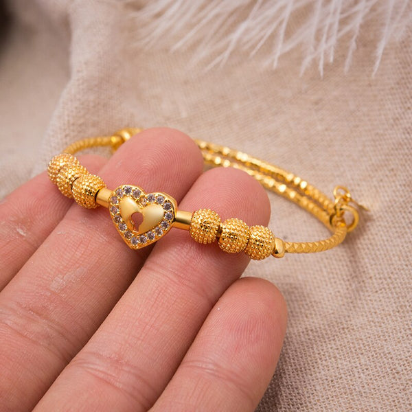 1Pcs Baby Girl Bangle Gold Color Bangles boy Girls Chind Zircon ChildrenBangle Bracelet