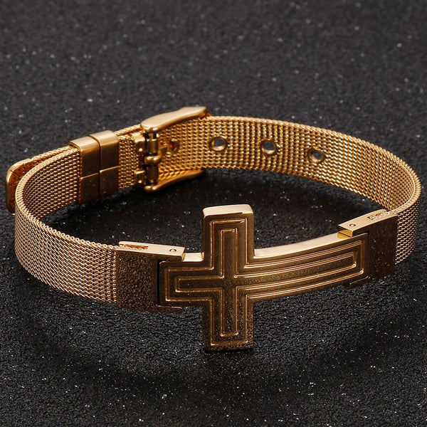 10MM Gold Plated Stainless Steel Men's Bracelets for Man