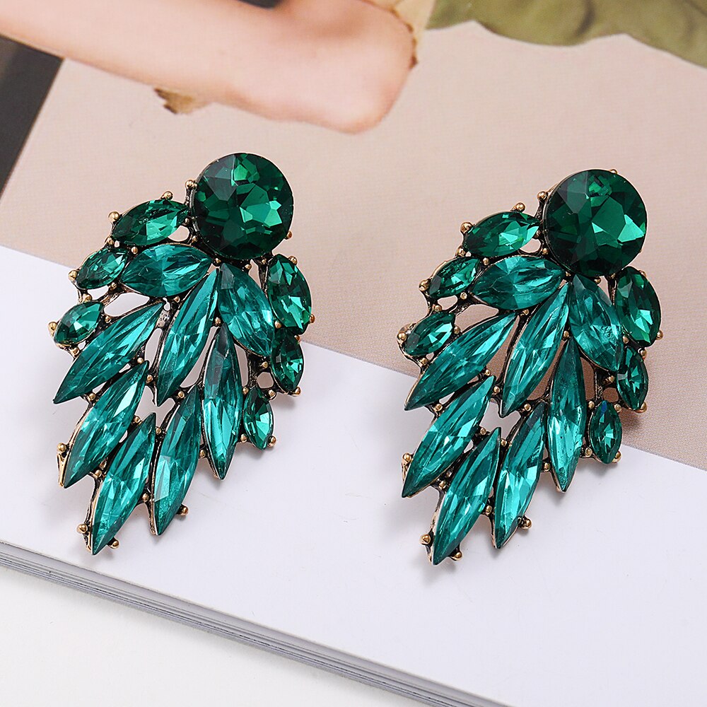 Korean Fashion Colorful Leaf Shape Large Stud Earrings