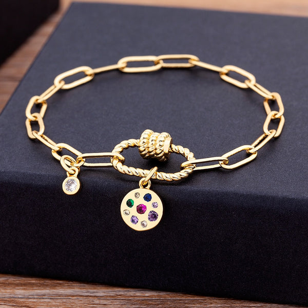 Charm Link Chain Bracelet for Women Men