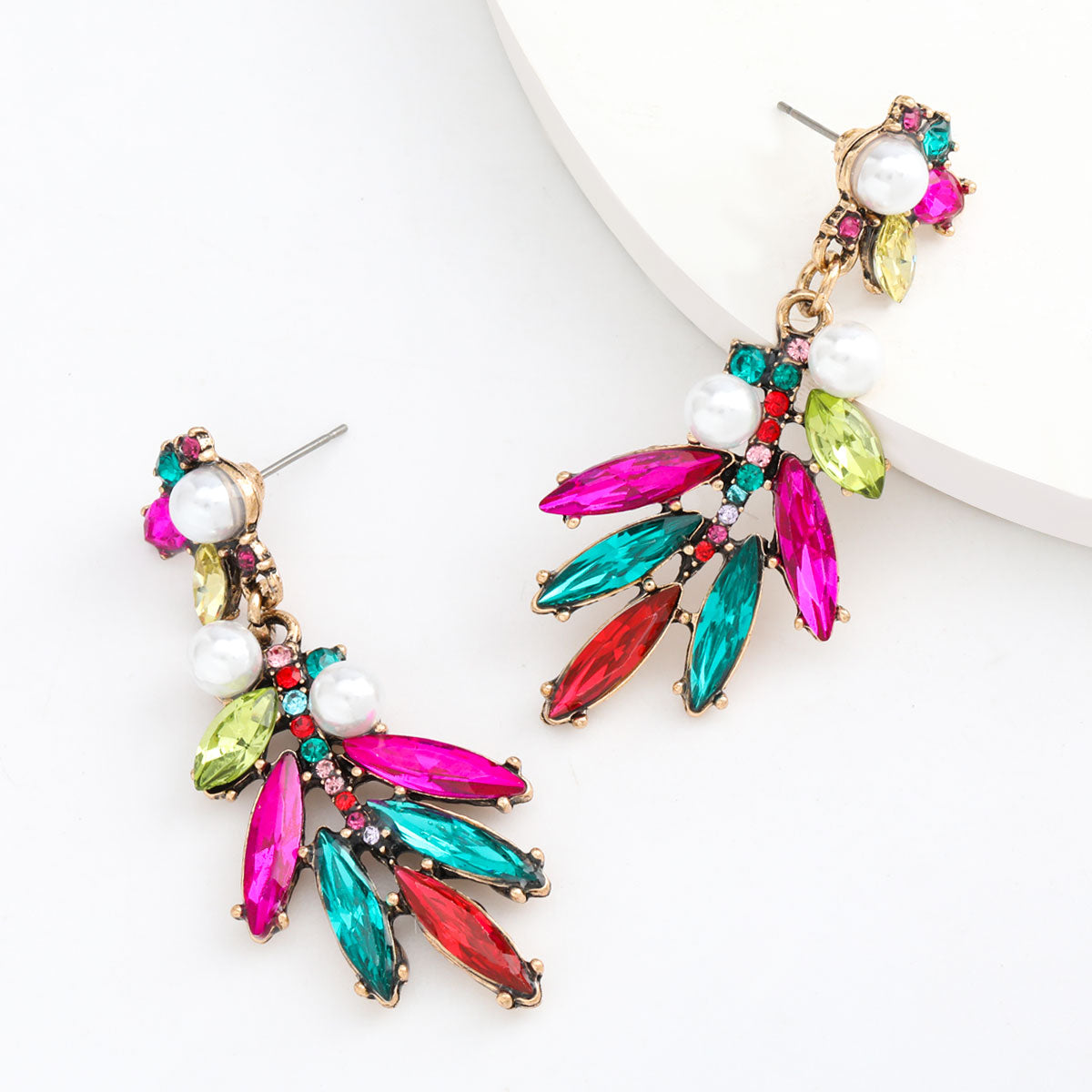 fashion summer new alloy color rhinestone temperament wild earrings