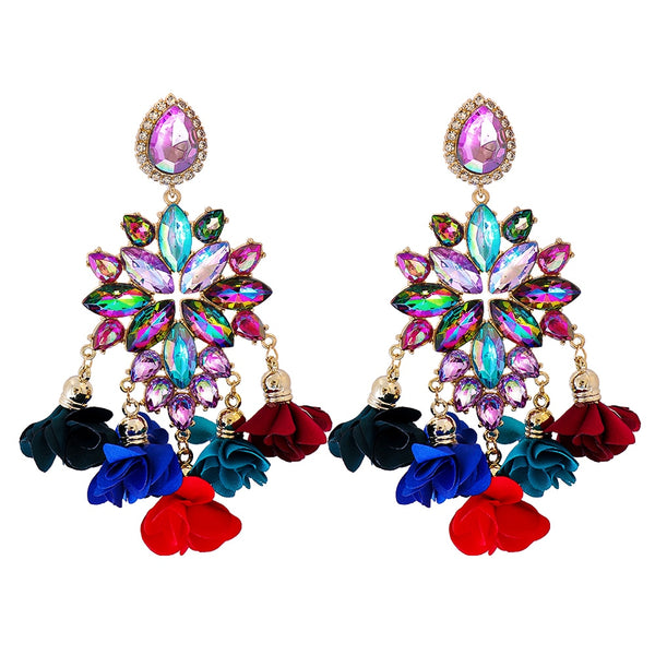 New Boho Colorful Earrings Flower Tassel Earrings For Women