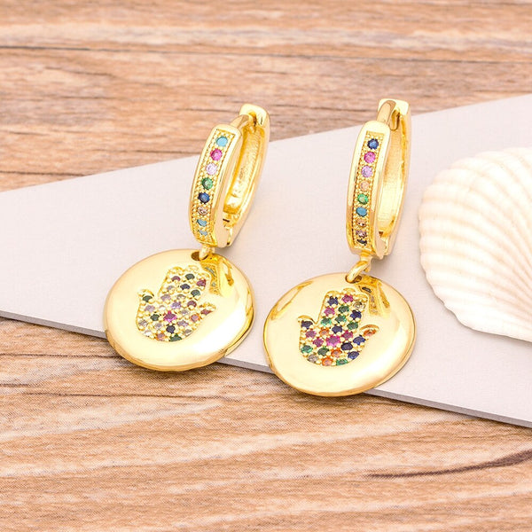 Hot Sale Classic Palm Shape 3 Styles Choice Gold Color Drop Earrings