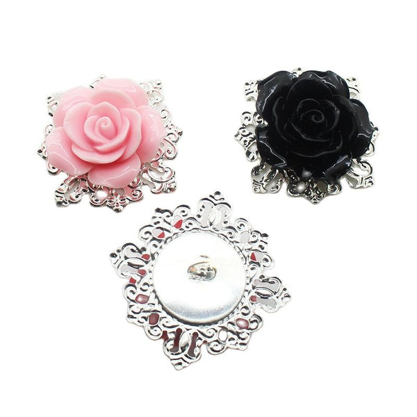 5pcs/lot Flat Back Embellishments Rose Resin Buttons