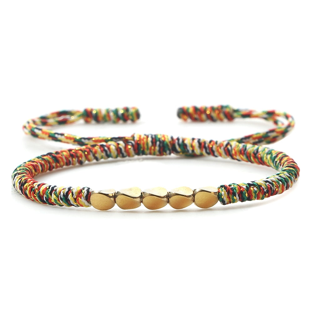 2pcs/set Handmade Woven Thread Rope Irregular Copper Beads Bracelets Women Men