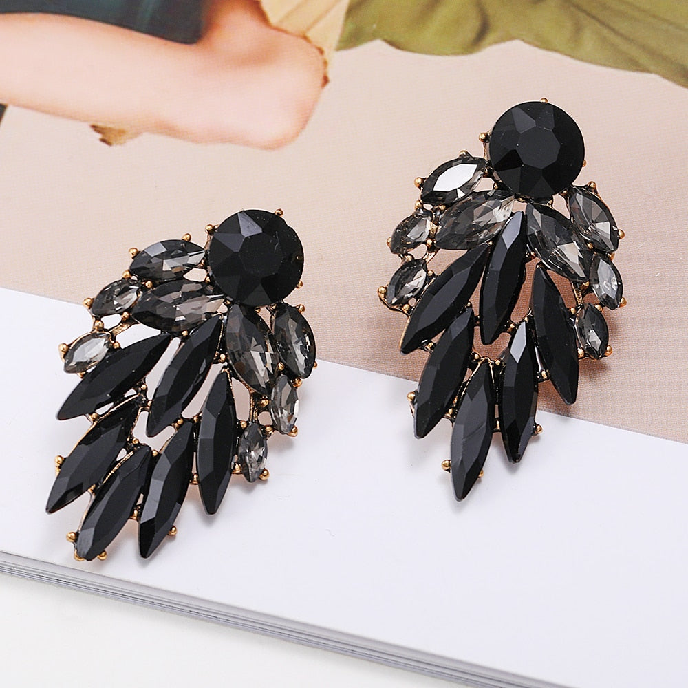 Korean Fashion Colorful Leaf Shape Large Stud Earrings