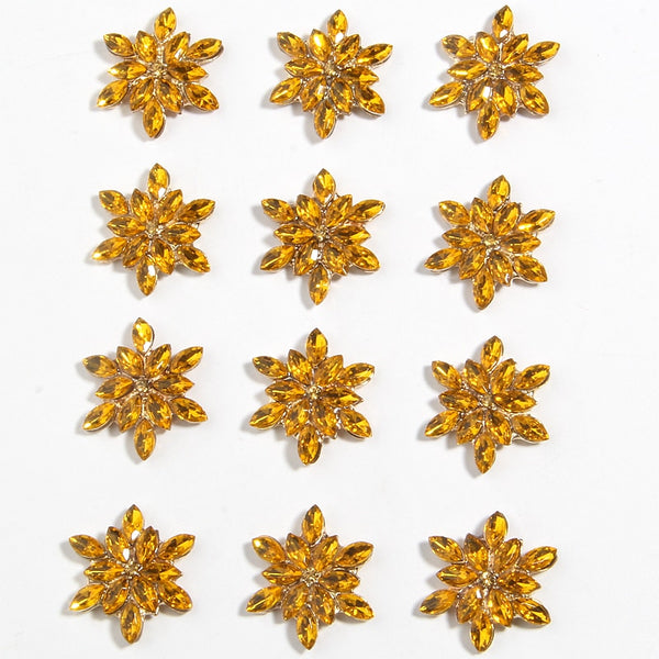 10Pcs 24mm 0.94&quot; Flower Rhinestone Buttons For Wedding Decoration