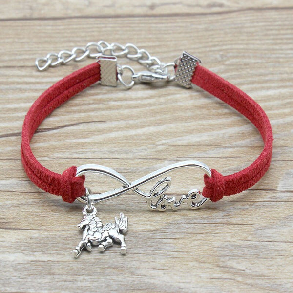 Infinity Love Horses Horse Charm Suede Leather Bracelets for Women