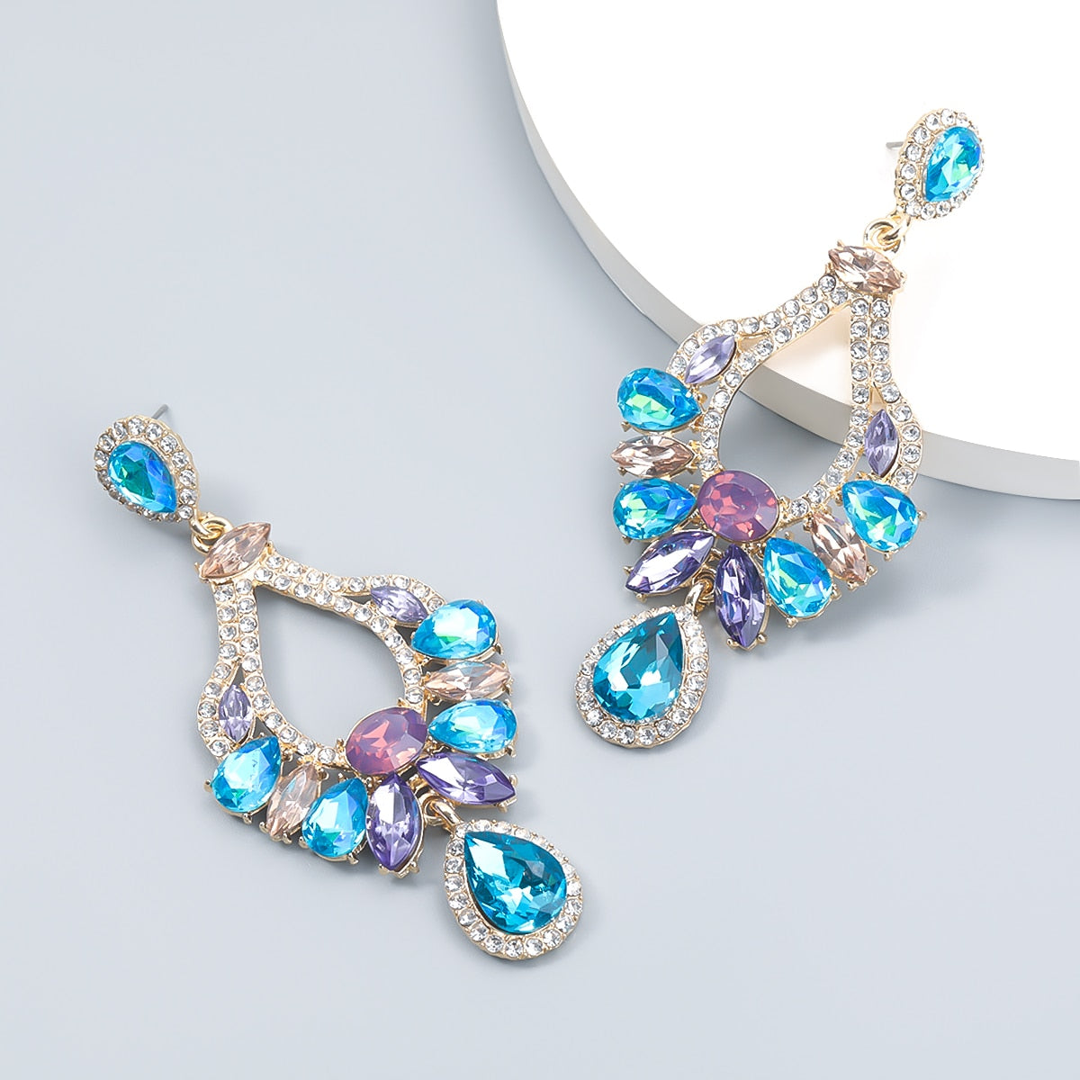 Fashion Metal Rhinestone Geometric Earrings Women