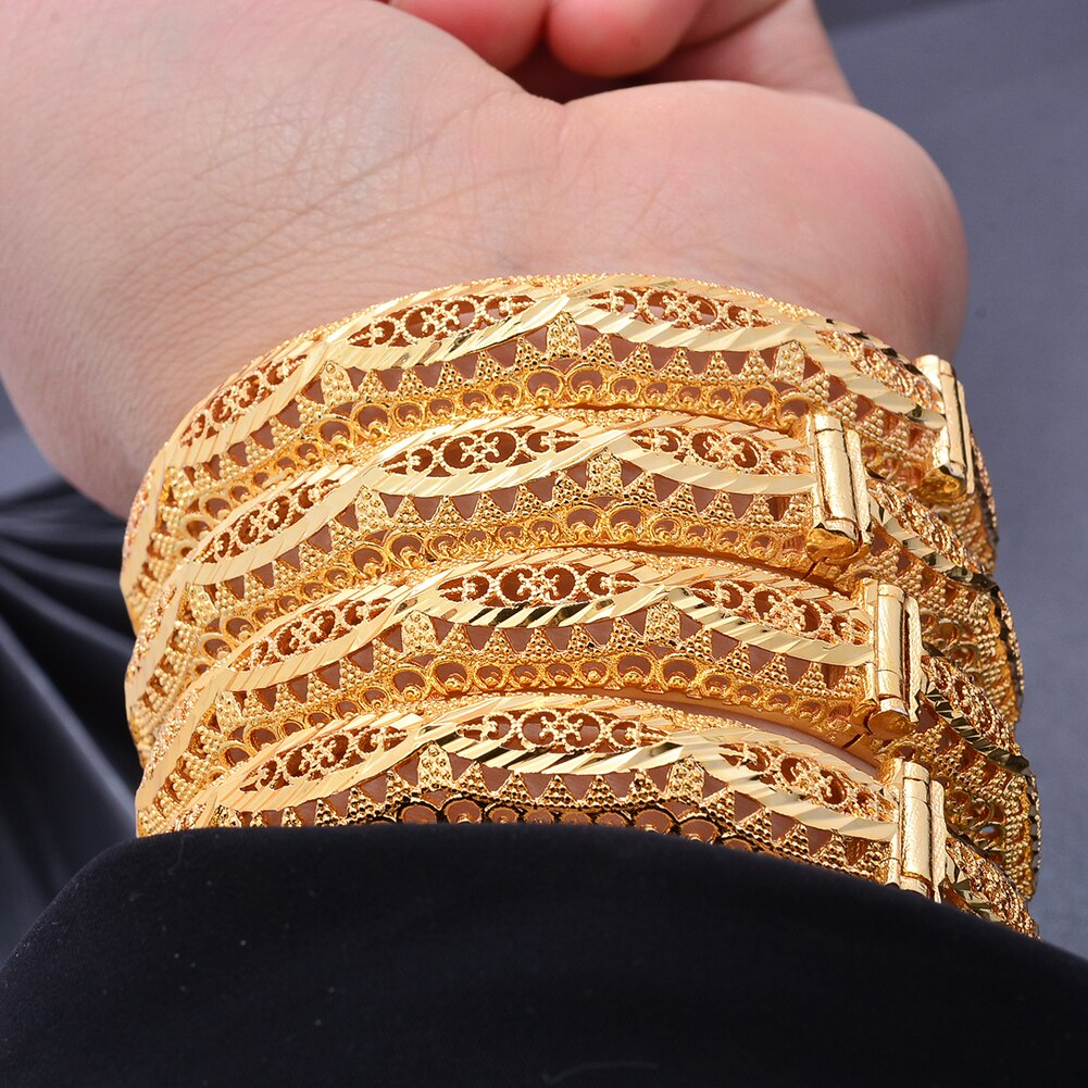 Ethiopian Wedding Gold Bangles Flowers Bracelets wife Gifts