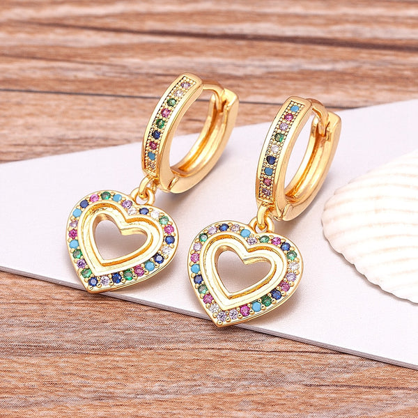 Luxury Fashion Design Heart/Evil Eye/Elephant/Butterfly/Crown/Horn 14 Styles Drop Earrings