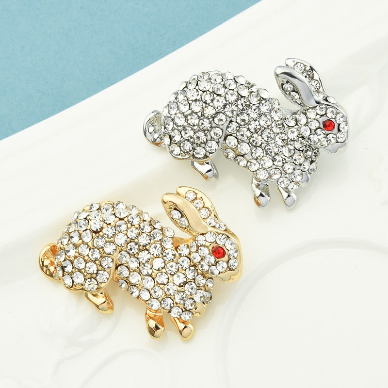 Rabbit Brooch Pins Full Rhinestone Sparkling Animal Brooches