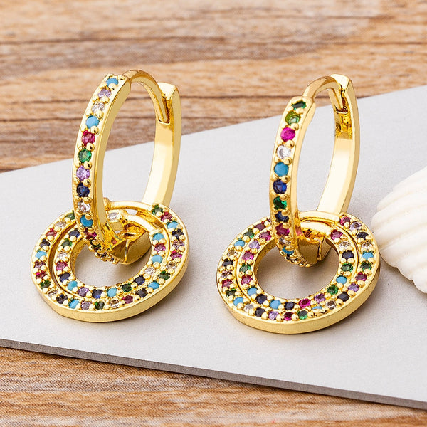 New Arrival Double Circle Women Drop Earrings