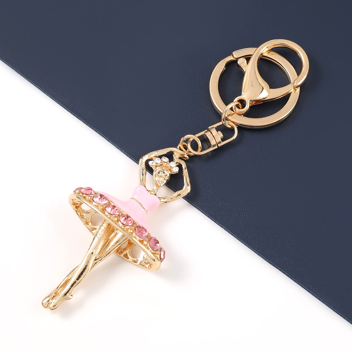 Fashion Metal Drop Oil Rhinestone Ballerina Keychain Women